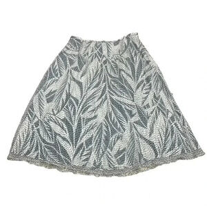 Talbots Vintage 8 Petite Skirt Midi Pure Silk Sheer Black/Ivory Palm Print Lined